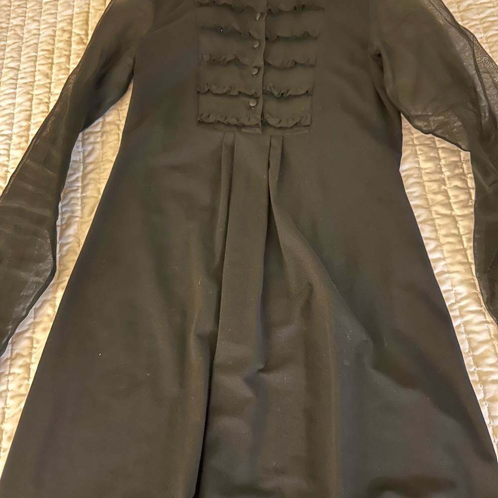 Anne Fontaine Black Long Sleeve Dress with Button Detail